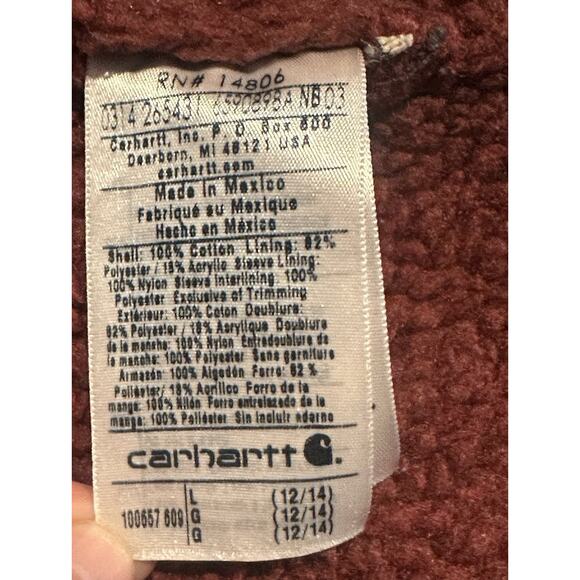 Carhartt Women’s Sandstone Berkley Sherpa Jacket Raspberry Size Large Faded Worn - Picture 3 of 12